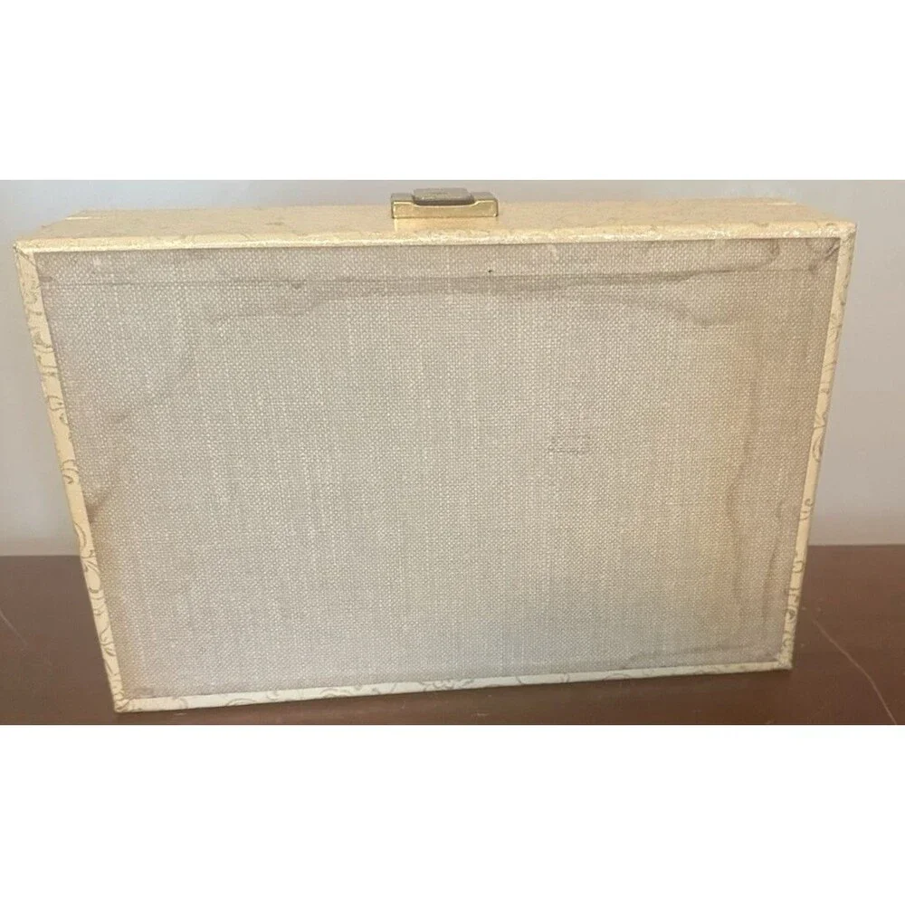 Vintage Lady Buxton Jewelry Box Cream Velvet  Cream Exterior Gold Floral